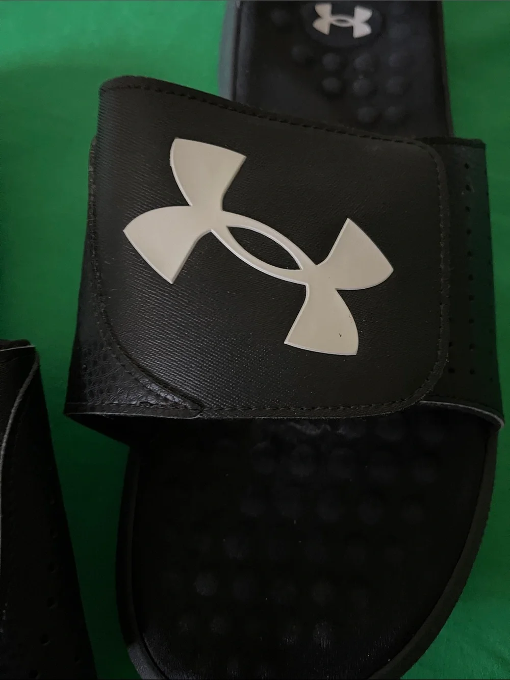 Under Armour Black Slide Sandals with White Logo